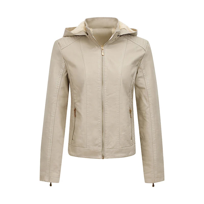 Women's PU Leather Jacket with Hood | Versatile Design | Lightweight & Stylish