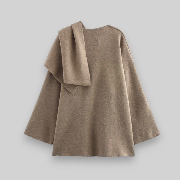 Women's Asymmetrical Knit Poncho | Elegant Layering Piece | Soft Wool Blend | Cozy Chic