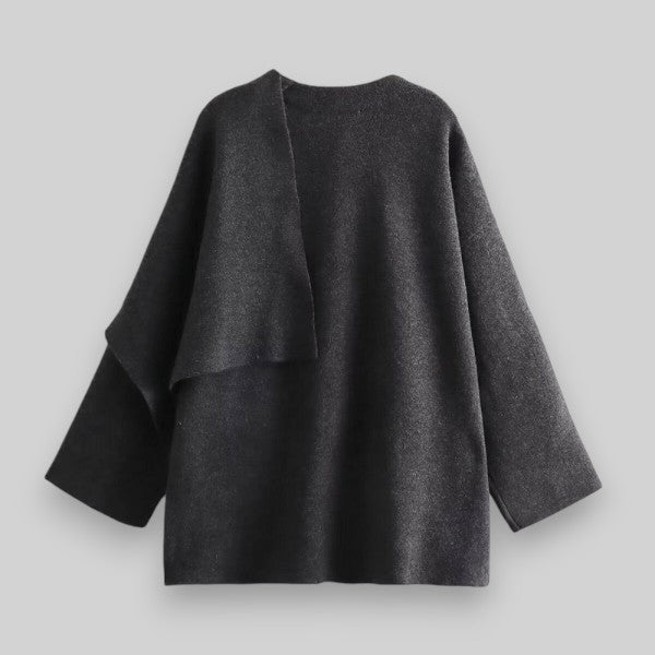 Women's Asymmetrical Knit Poncho | Elegant Layering Piece | Soft Wool Blend | Cozy Chic