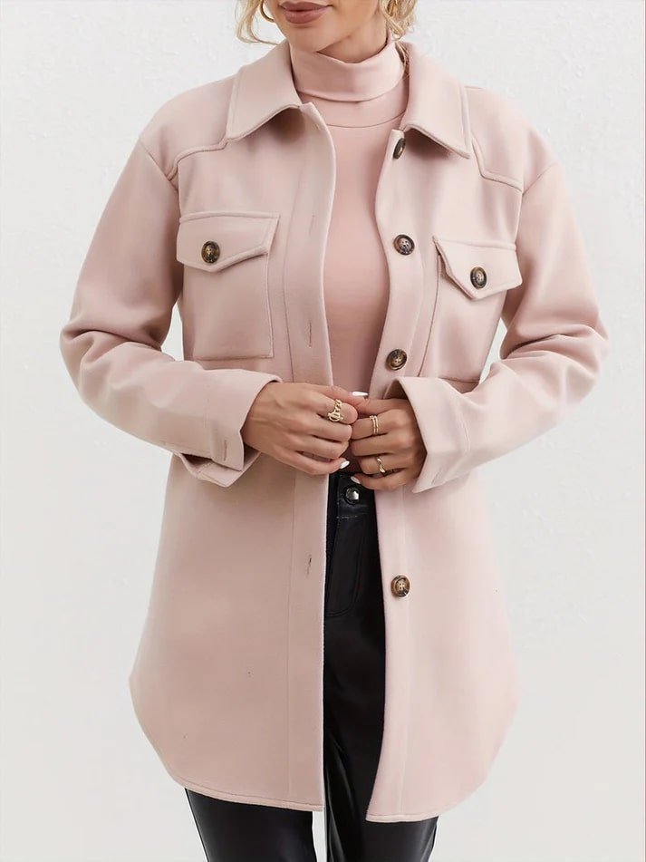 Women's Belted Shacket | Soft Wool Blend | Button-Up Shirt Jacket | Chic Transitional Layer