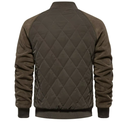Men's Quilted Bomber Jacket | Contrast Sleeves | Lightly Insulated Fall Outerwear
