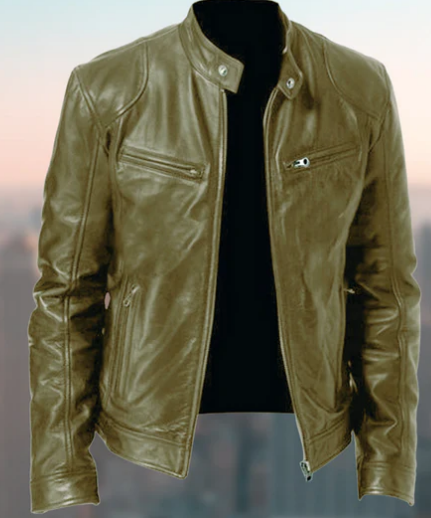 Men's Faux Leather Moto Jacket | Zip-Up Biker Style | Lightweight Outerwear