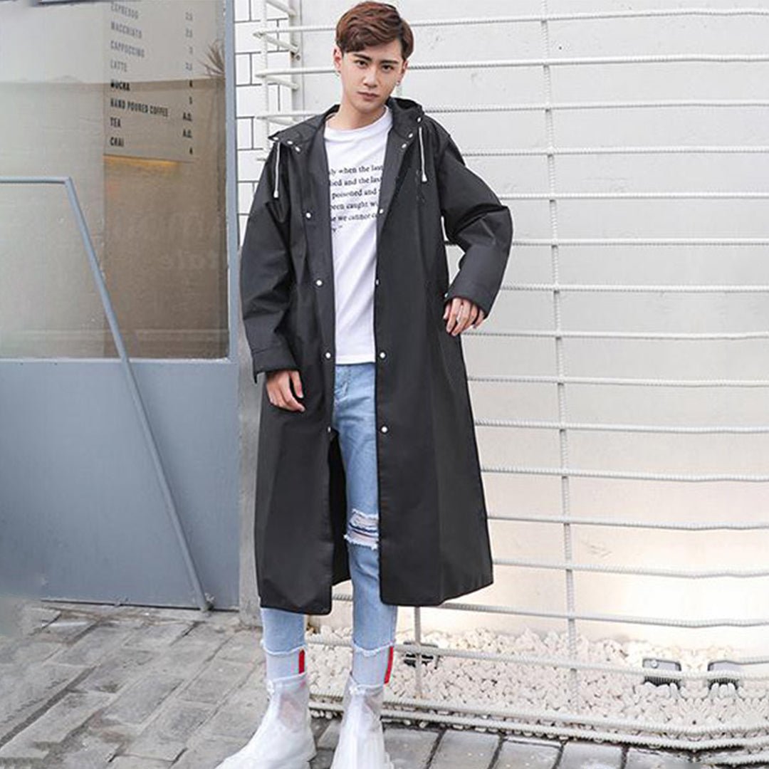 Unisex Hooded Long Raincoat | Waterproof Design | Lightweight & Durable | Outdoor Protection