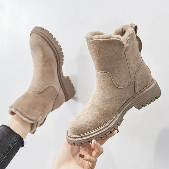 Faux Suede Ankle Boots | Fleece-Lined | Chunky Sole | Winter Warmth