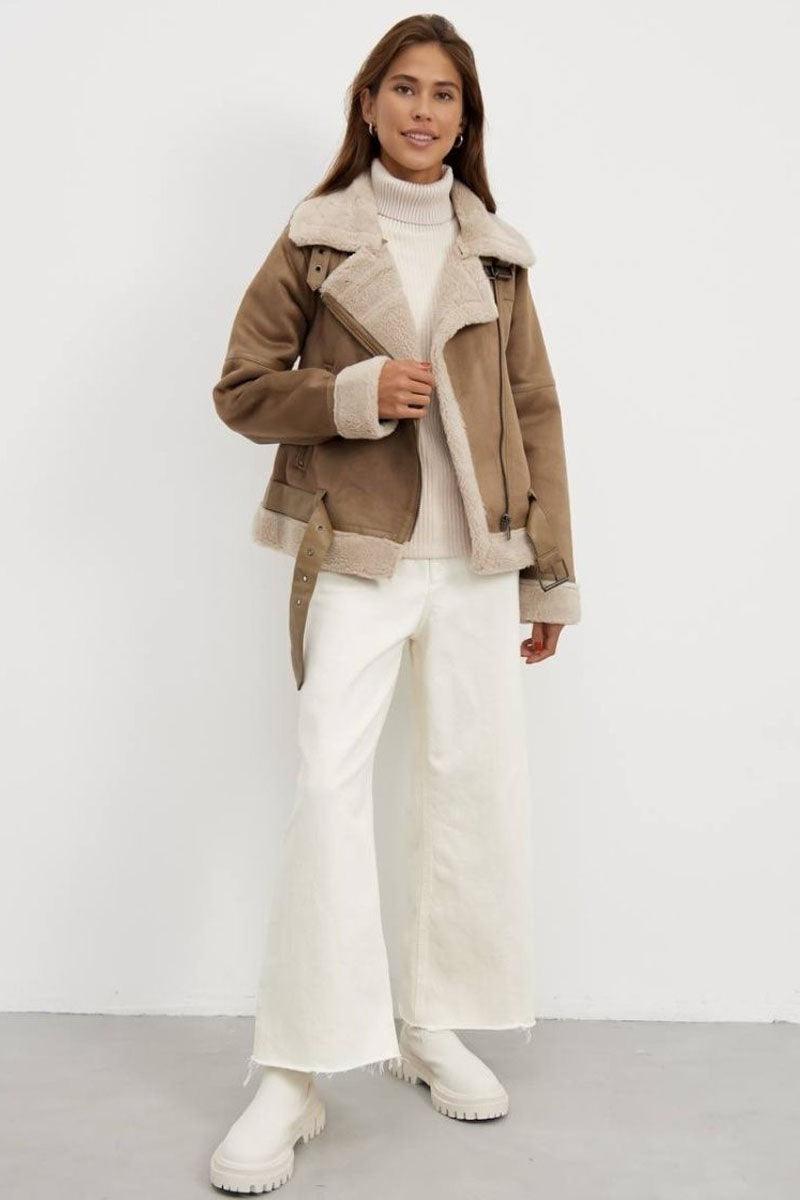 Shearling Aviator Jacket | Faux Suede Finish | Warmth and Style | Winter Essential