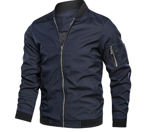 Men’s Lightweight Bomber Jacket | Zip Arm Pocket | Casual Streetwear Layer