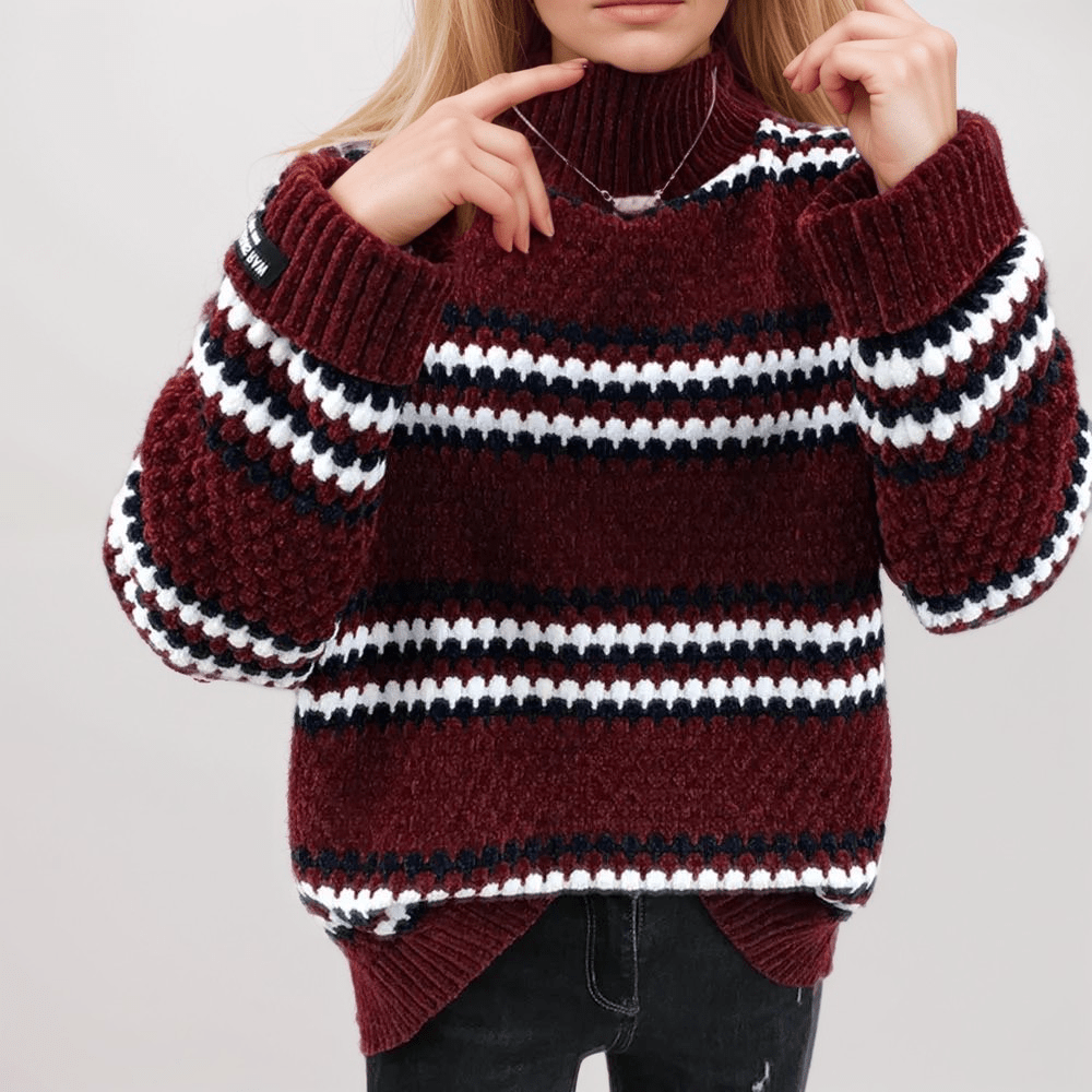 Oversized Striped Turtleneck Sweater | Multicolour | Cosy Knitwear | Winter Essential