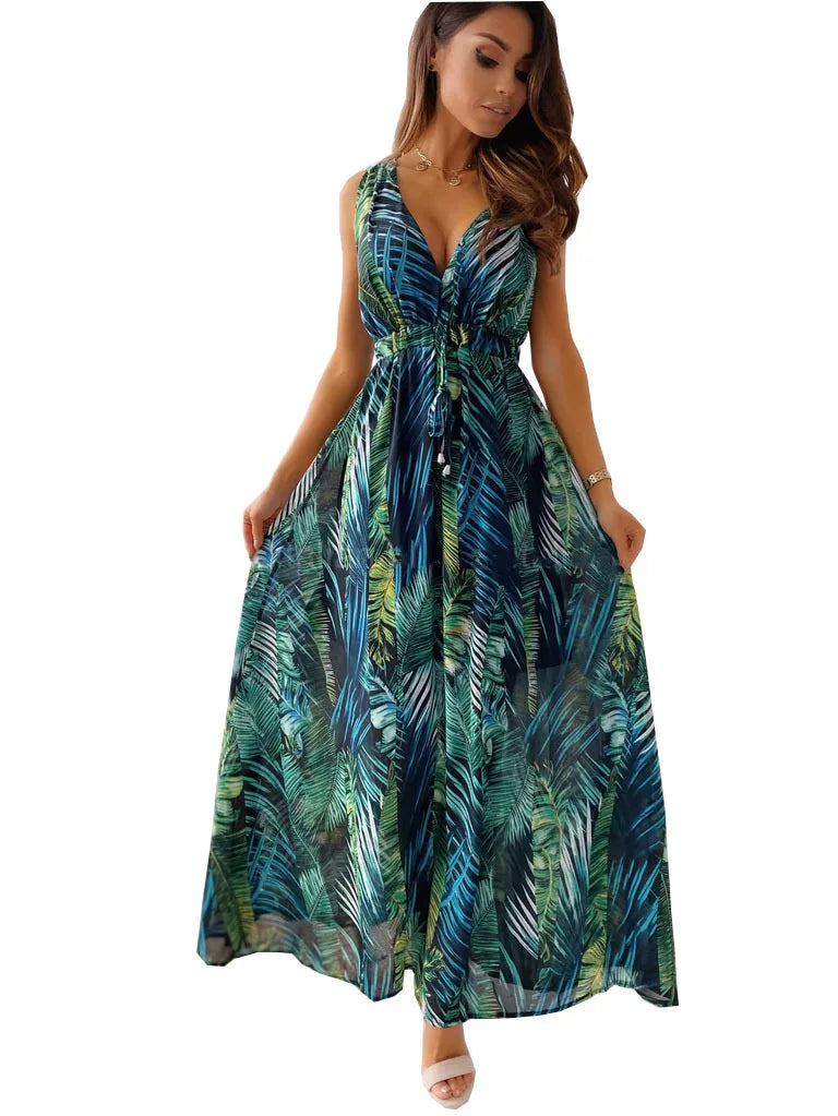 Women’s Printed Maxi Dress | Sleeveless Boho Style | Lightweight Summer Resortwear