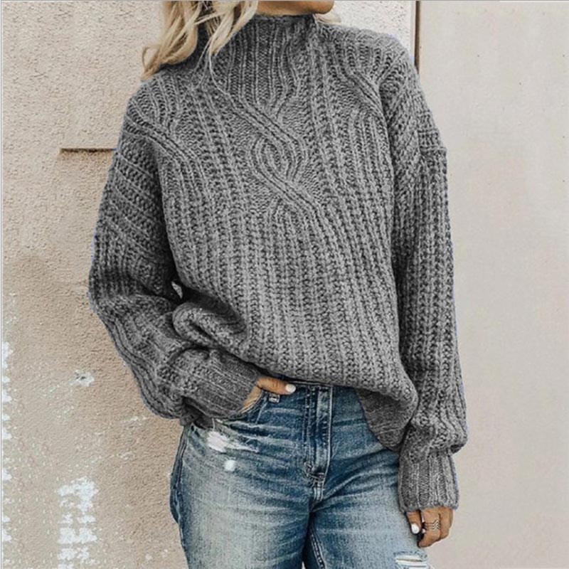 Chunky Cable Knit Sweater | Mock Neck | Relaxed Fit