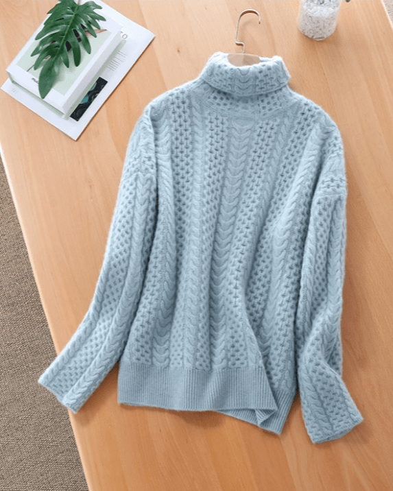 Chunky Cable Knit Turtleneck Sweater | Soft Textured Design | Relaxed Fit | Cozy Winter Essential