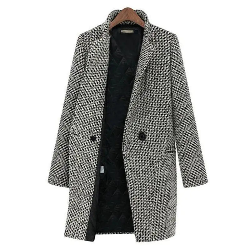Herringbone Textured Coat | Classic Tailored Fit | Button Closure | Chic Outerwear