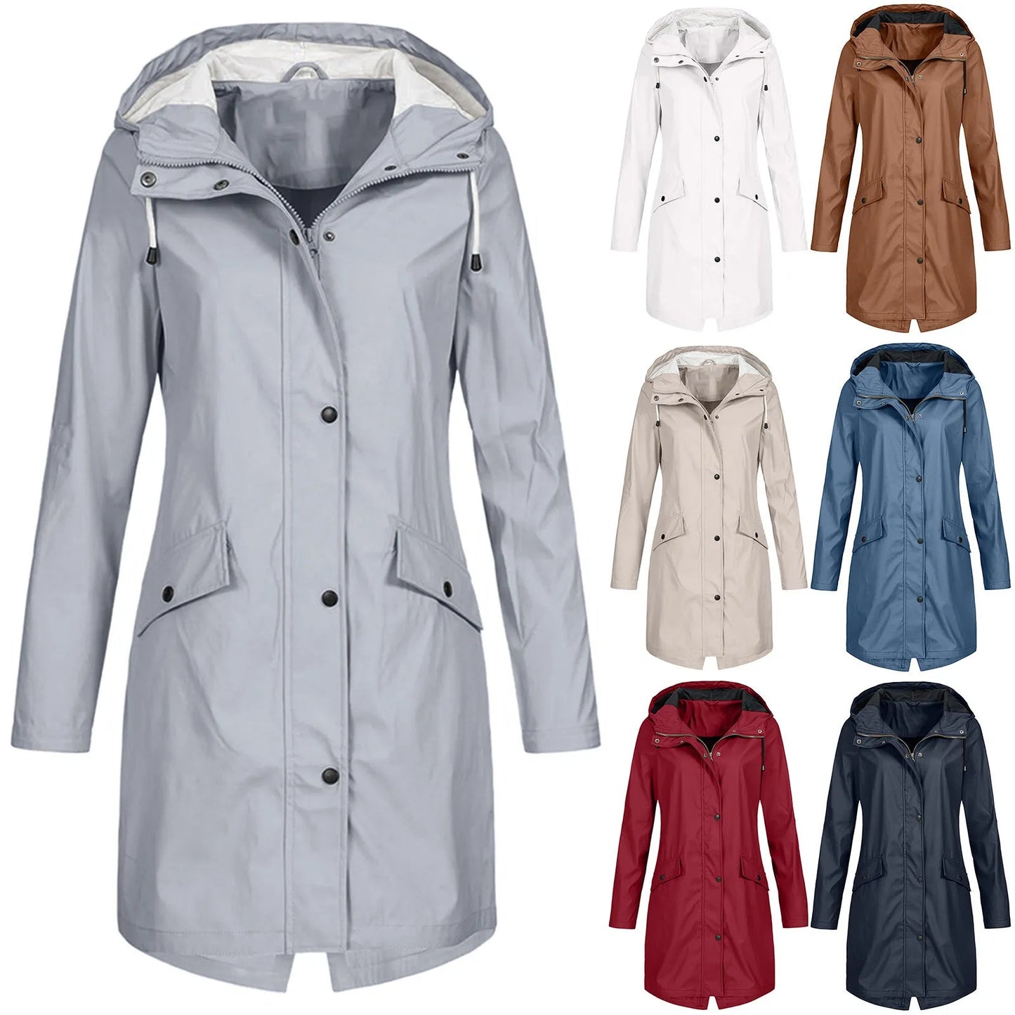 Hooded Raincoat with Adjustable Waist | Water-Resistant | Lightweight Design | All-Season Outerwear