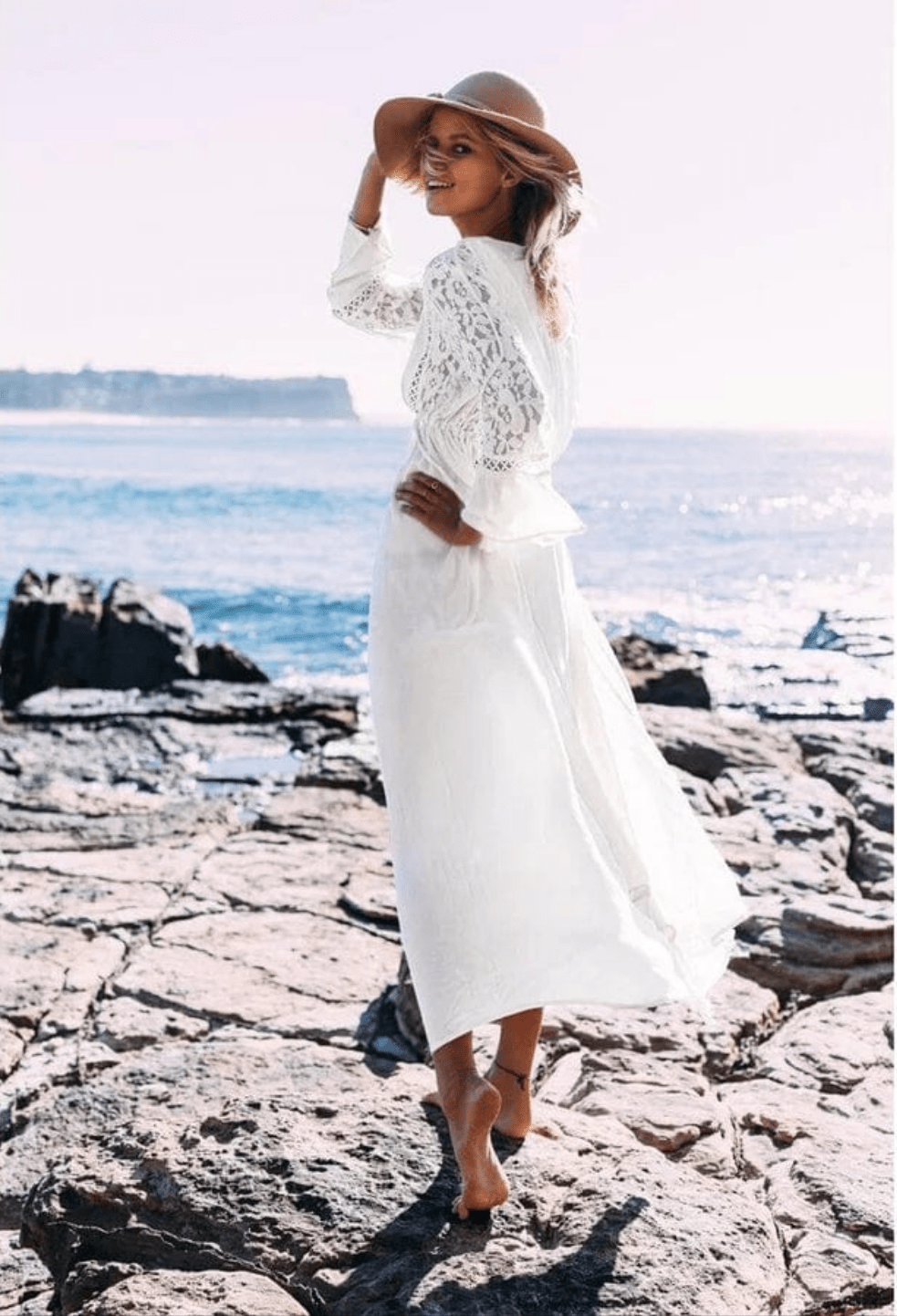 Boho Lace Maxi Dress | Lightweight Cotton Blend | Flowing Beach Cover-Up | Summer Resort Wear