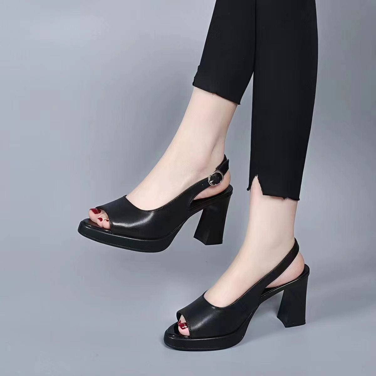 Heeled Slingback Sandals | Chunky Heel & Peep Toe