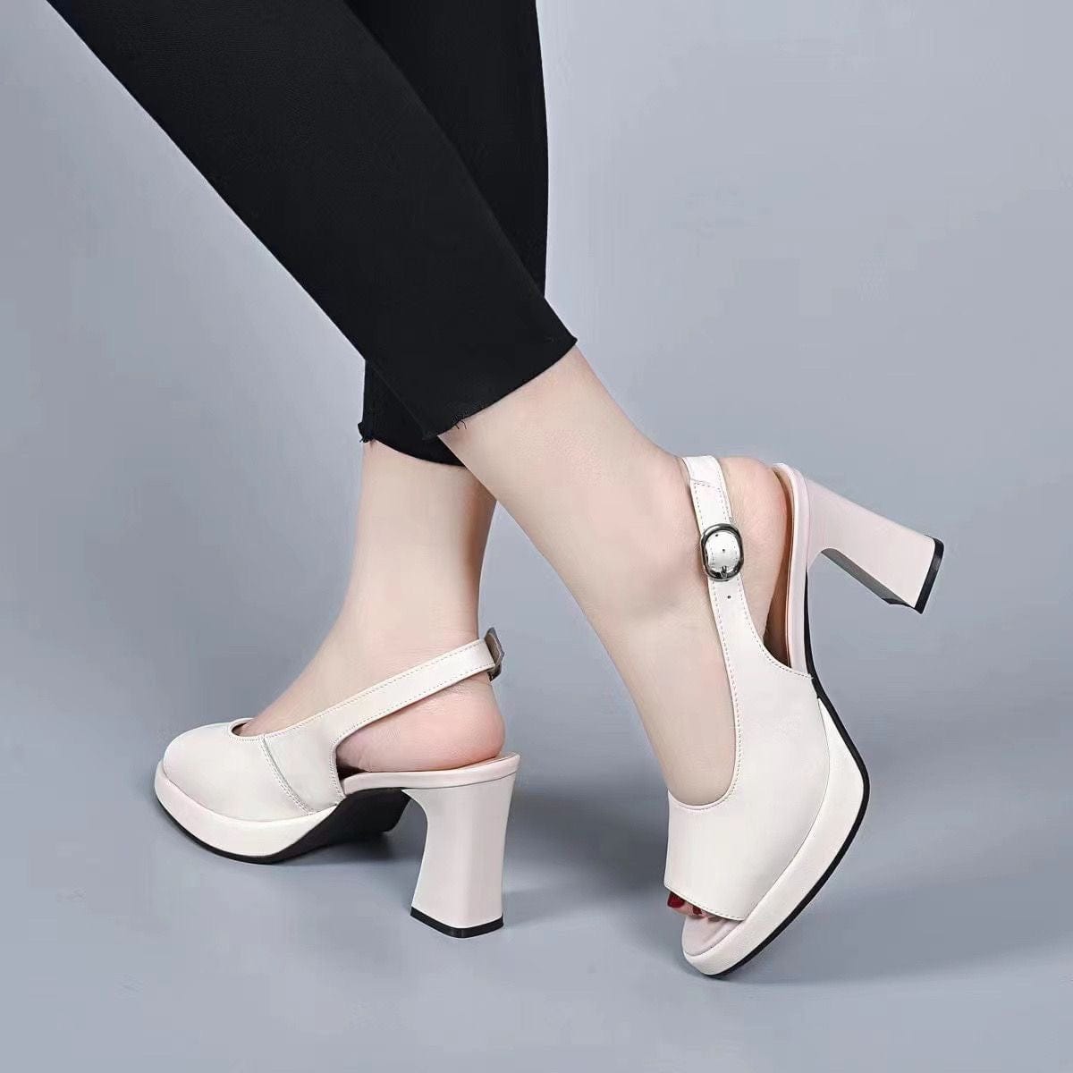 Heeled Slingback Sandals | Chunky Heel & Peep Toe