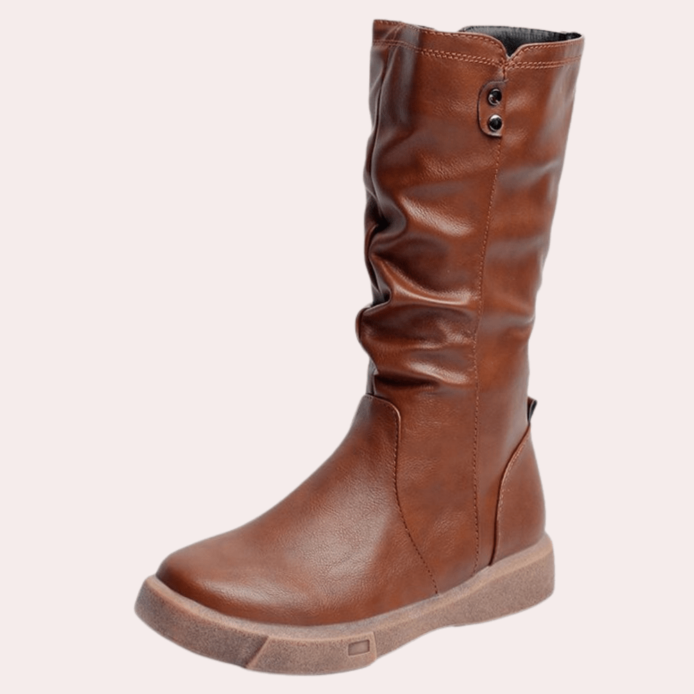Slouchy Mid-Calf Boots | Stylish & Comfortable | PU Leather | Everyday Wear