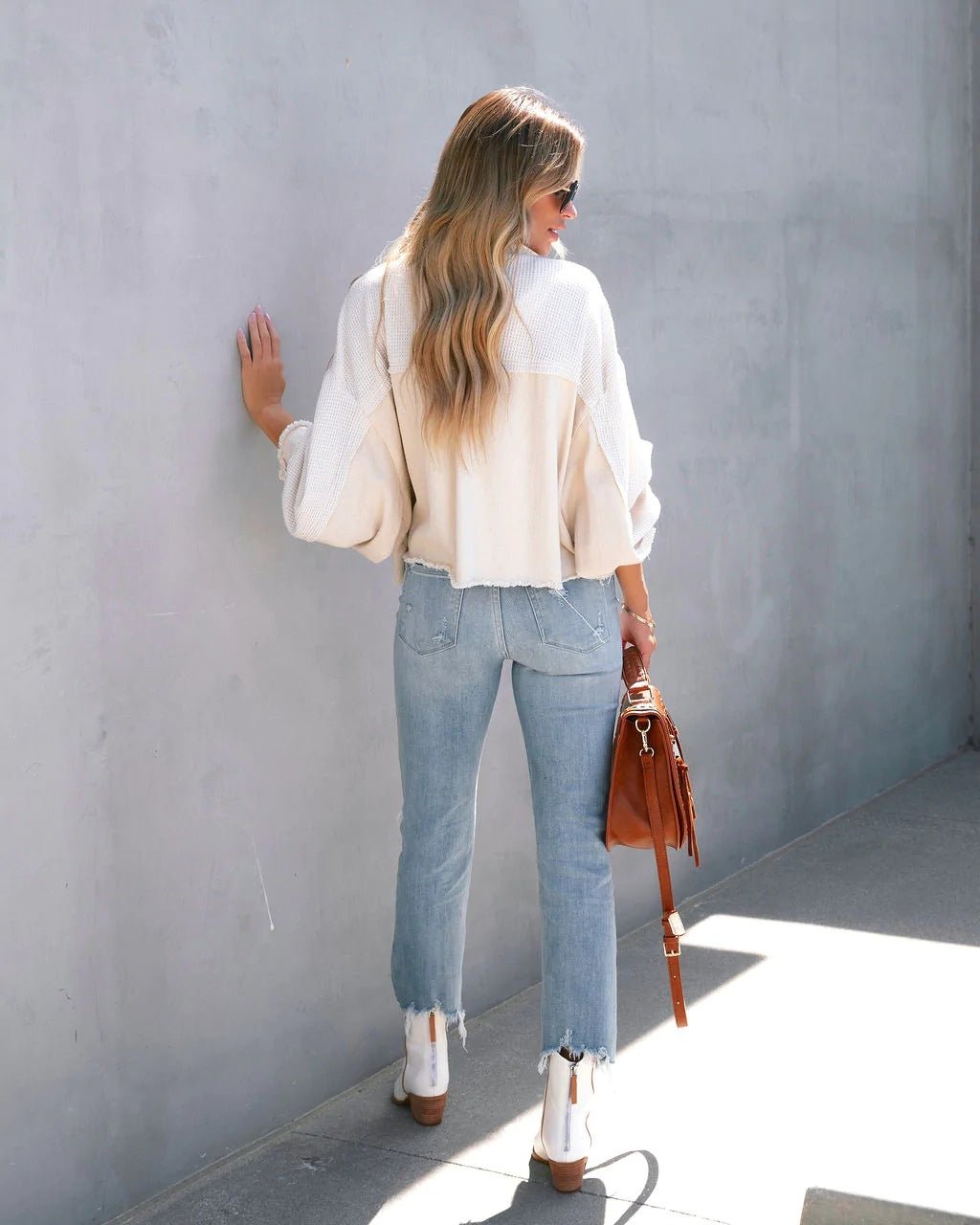 Two-Tone Cropped Denim Jacket | Balloon Sleeves | Trendy Layering Piece | Casual Style