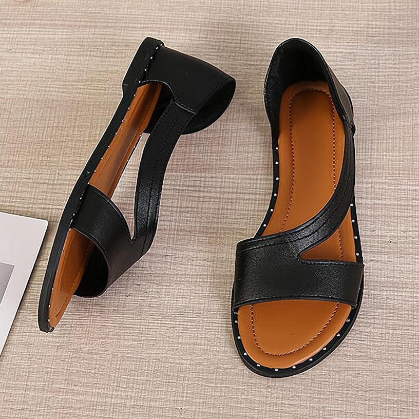 Cut-Out Slip-On Sandals | Flat Comfort Sole | Minimalist Open-Toe Design