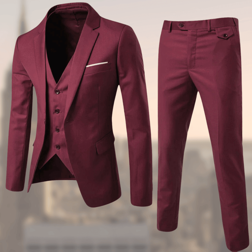 Men's 3-Piece Slim Fit Suit | Formal Blazer, Vest & Trousers | Modern Wedding or Workwear