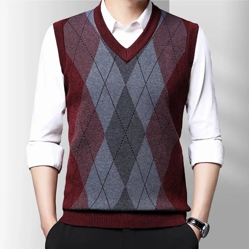 Argyle Knit Sweater Vest | Classic Diamond Pattern | Lightweight & Stylish | Men's Layering