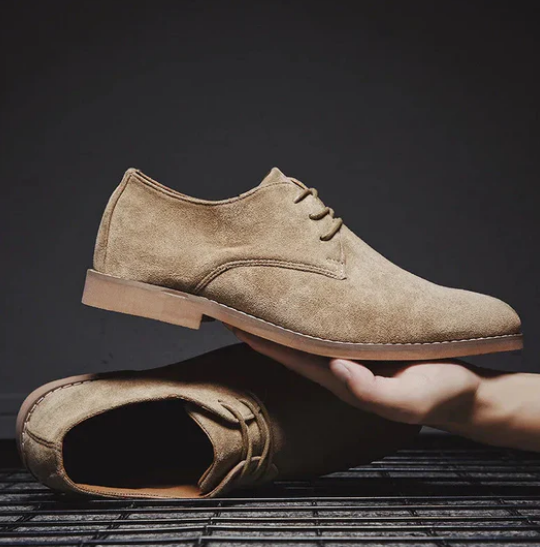 Men’s Suede Oxford Shoes | Lace-Up Dress Casual | Lightweight Rubber Sole