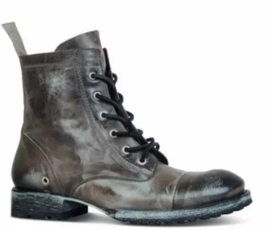 Leather Lace-Up Ankle Boots | Classic Workwear Style | Durable Outsole