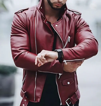 Men’s Leather Biker Jacket | Zip-Detail Moto Style | Streetwear Outerwear