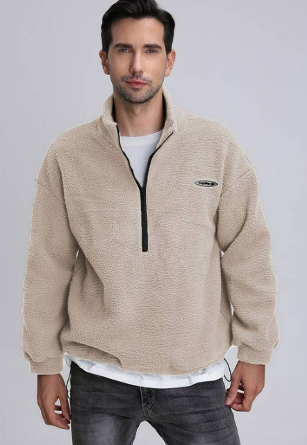 Men’s Sherpa Fleece Pullover | Quarter-Zip Warm Layer for Cold Weather