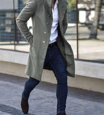 Men’s Wool-Blend Overcoat | Single-Breasted Long Jacket | Classic Winter Outerwear