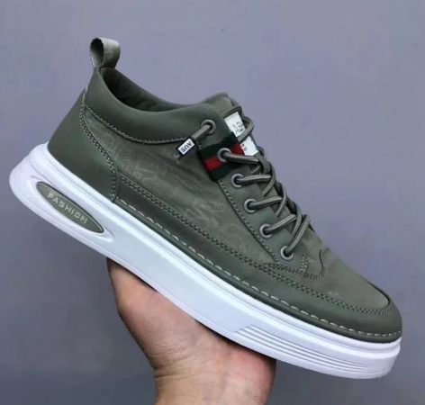 Men’s Grey Faux Suede Sneakers | Lightweight Everyday Shoes | Contrast Sole Detail