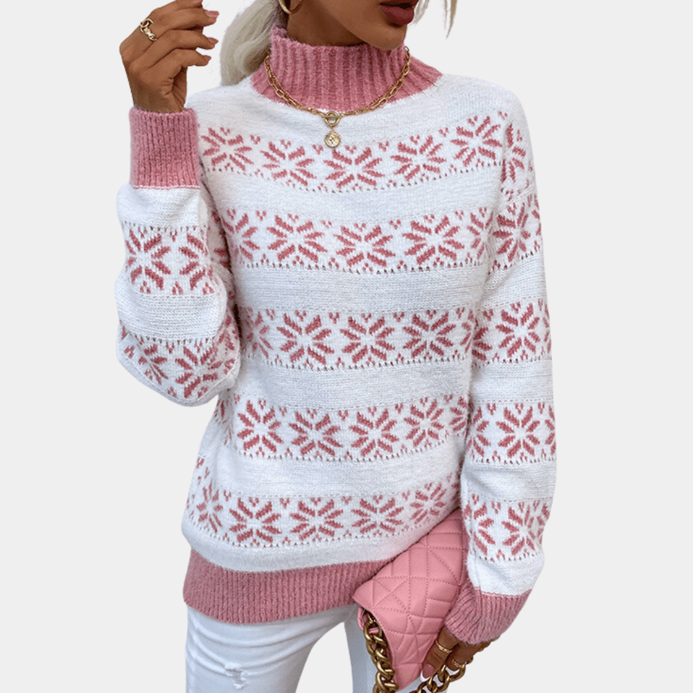 Nordic-Inspired Knit Sweater | Snowflake Pattern | Cozy Winter Wear