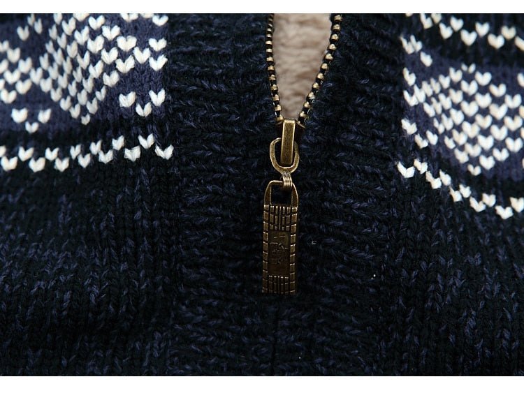 Nordic Knit Zip Cardigan | Fleece-Lined Sweater | Winter Warmth