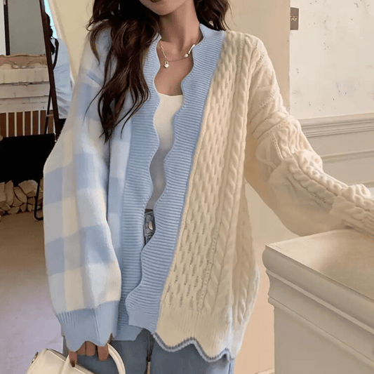 Colour Block Knit Cardigan | Cozy & Stylish | Soft Wool Blend | Casual & Layering