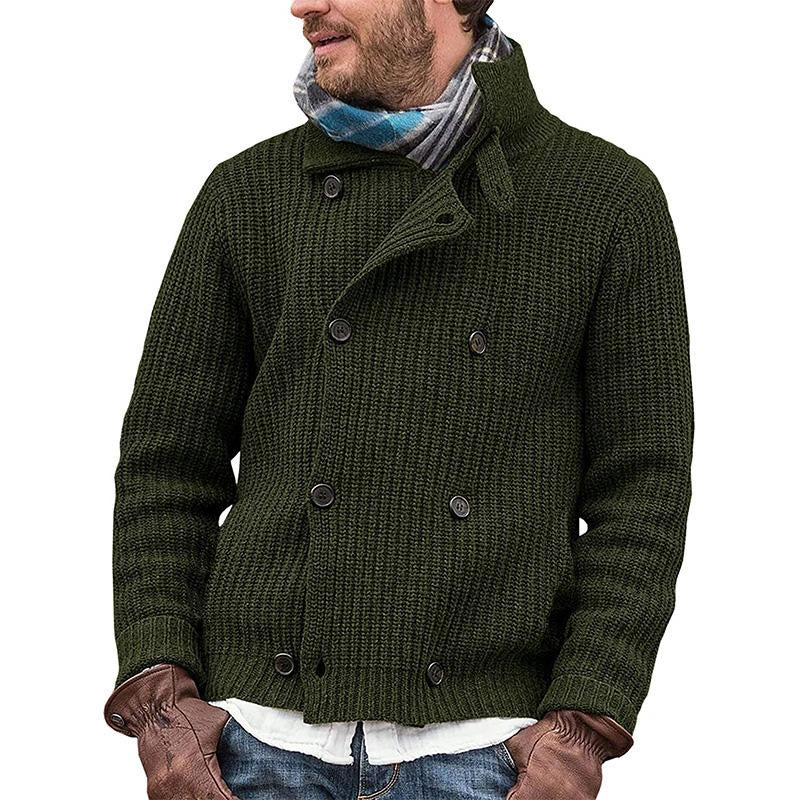 Men’s Wool Blend Knit Jacket | Double-Breasted Casual Outerwear | Transitional Layer