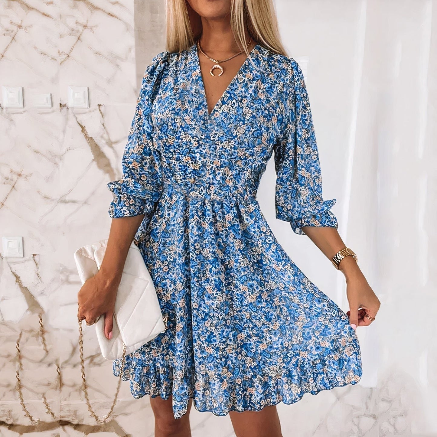 Floral Ruffle Mini Dress | Vibrant Print | Lightweight Chiffon | Perfect for Summer Events
