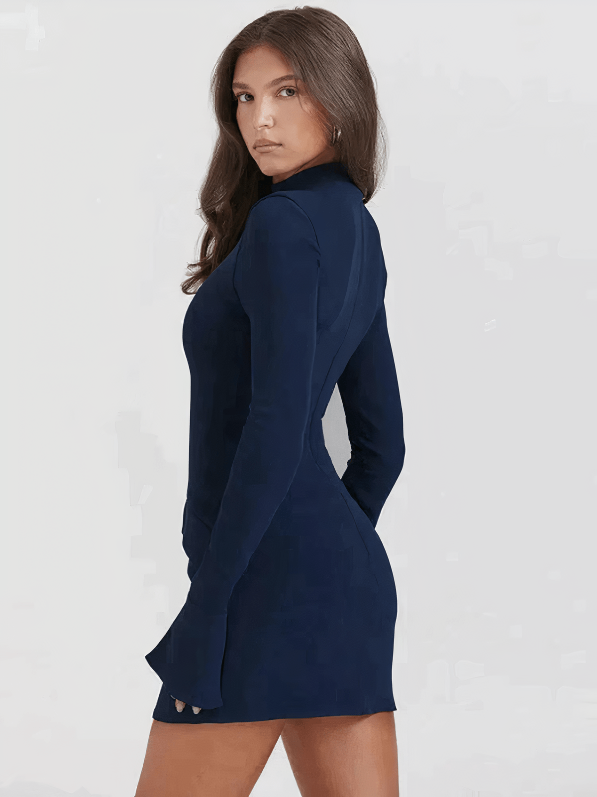 Chic Long-Sleeve Mini Dress | Figure-Flattering Fit | Ribbed Knit | Versatile Style