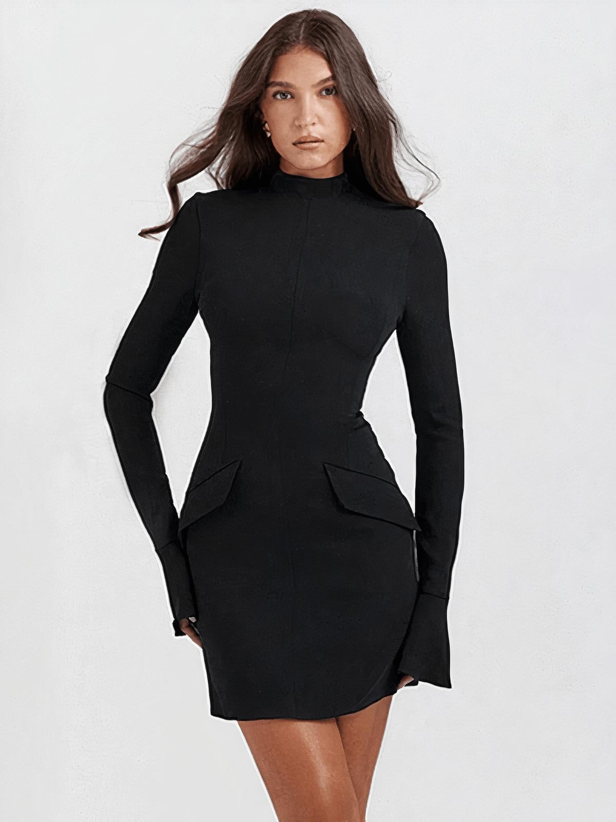 Chic Long-Sleeve Mini Dress | Figure-Flattering Fit | Ribbed Knit | Versatile Style