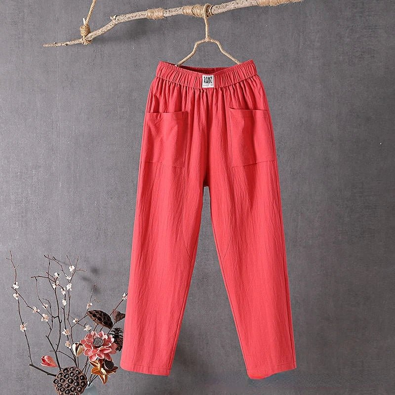 Casual Cotton Tapered Pants | Elastic Waist | Relaxed Fit