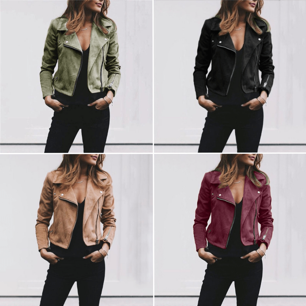 Faux Suede Moto Jacket | Chic & Versatile | Vegan Suede | Casual to Evening Wear