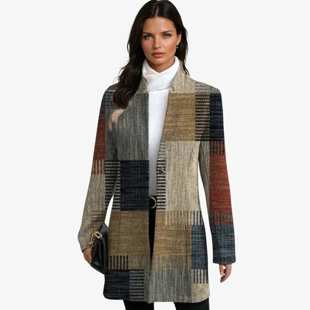 Plaid Patch Longline Jacket | Soft Touch Knit | Tailored Fit