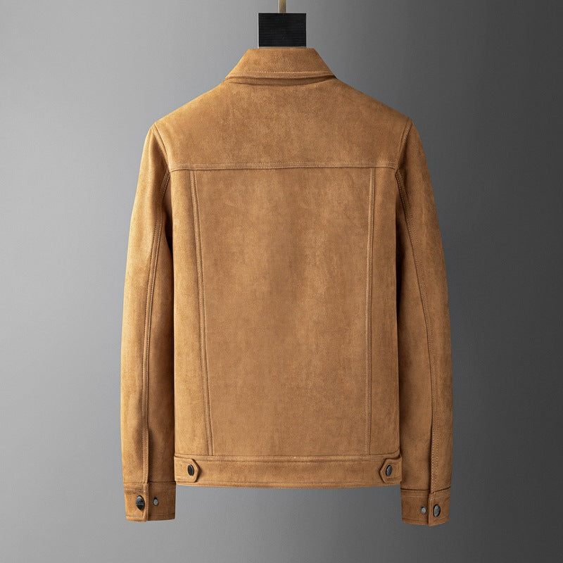Men’s Suede Trucker Jacket | Classic Button-Up Outerwear for Transitional Weather