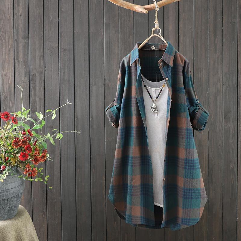 Plaid Longline Shirt | Soft Brushed Fabric | Relaxed Layering Fit
