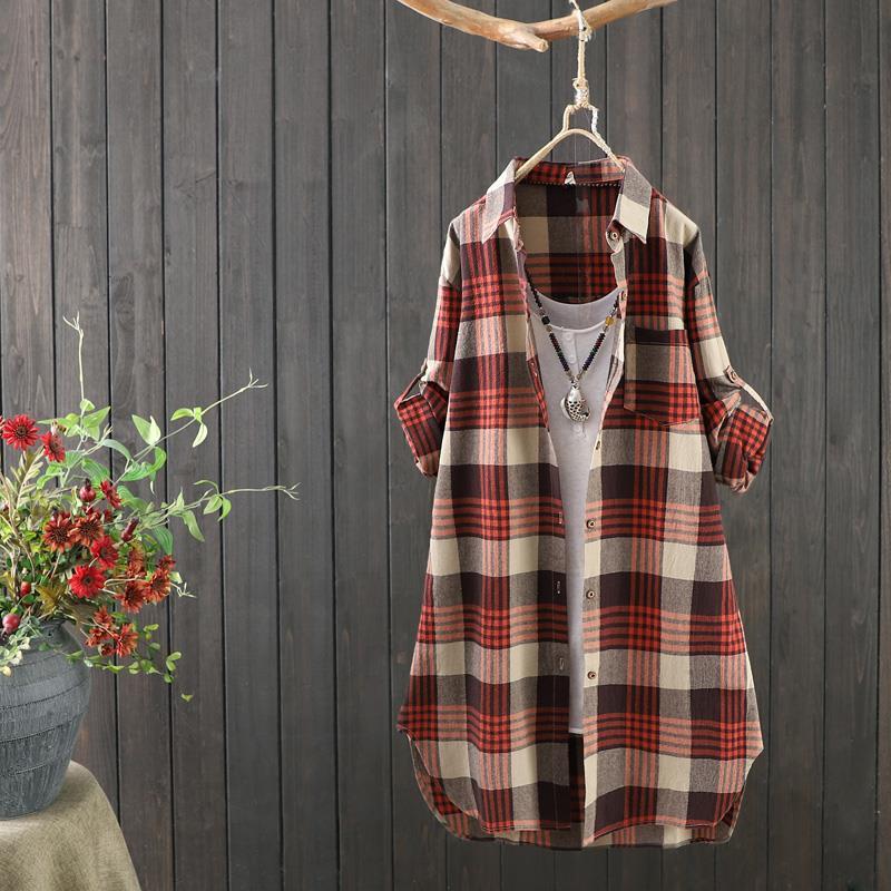 Plaid Longline Shirt | Soft Brushed Fabric | Relaxed Layering Fit