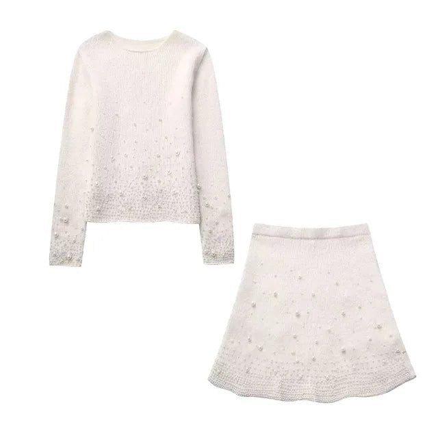 Two-Piece Sweater and Skirt Set | Soft Knit Texture | Chic Winter Wear