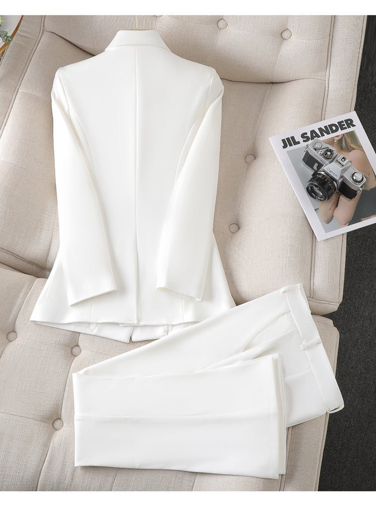Tailored Double-Breasted Pantsuit Set | Elegant Workwear & Formal Outfit