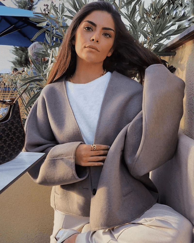 Cropped Double-Breasted Coat | Modern Minimalist Style | Wool Blend | Chic Outerwear
