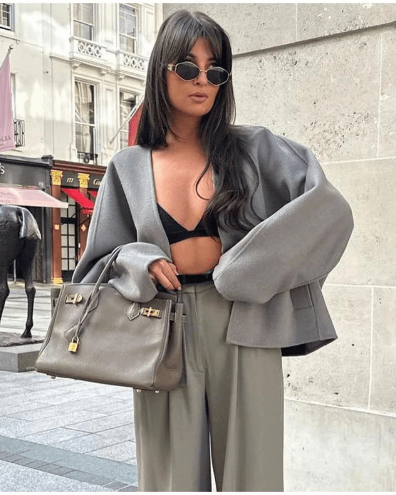 Cropped Double-Breasted Coat | Modern Minimalist Style | Wool Blend | Chic Outerwear