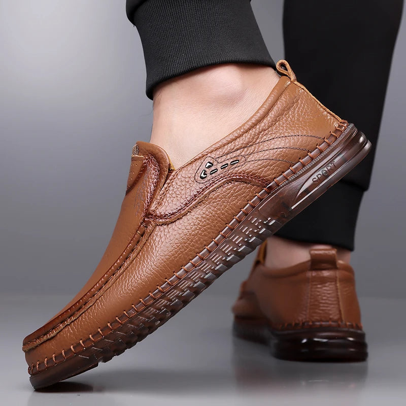 Men’s Leather Slip-On Loafers | Casual Comfort Shoes | Durable Everyday Footwear