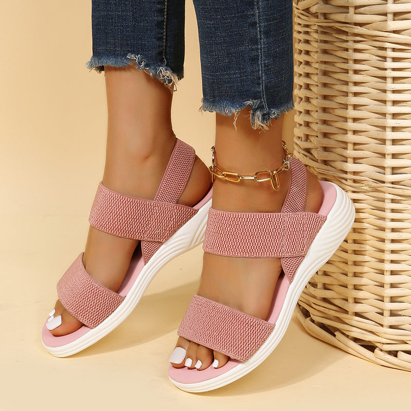 Elastic Slingback Sandals | Cushioned Sole & Patterned Strap | Casual Walkable Design