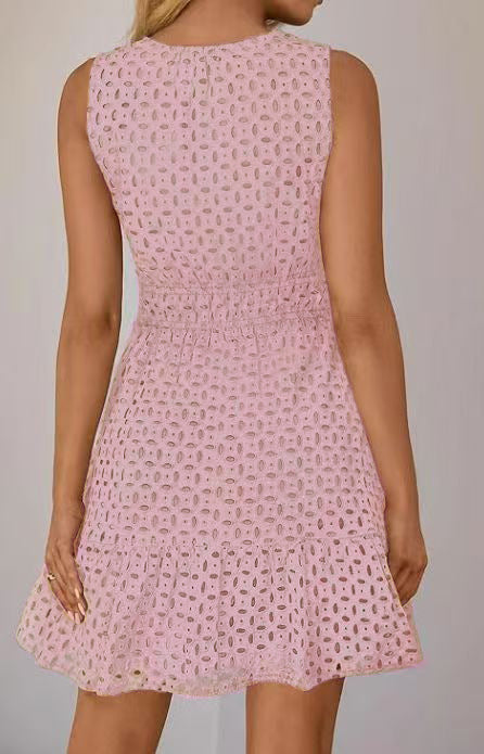 Sleeveless Eyelet Dress | Fit-and-Flare with Tiered Hem | Lightweight Summer Style